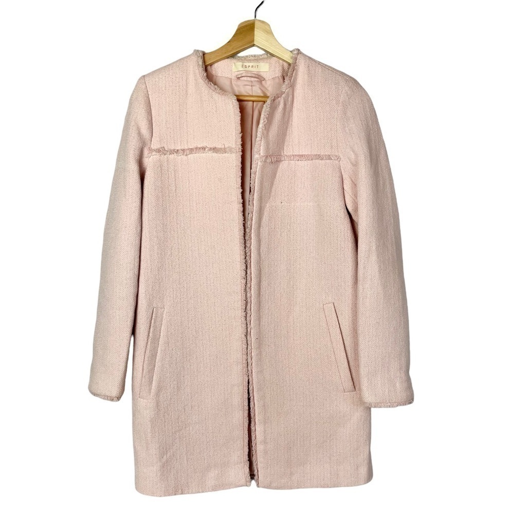 Esprit Light Pink Tweed Cocoon‎ Mid Length Jacket 4
